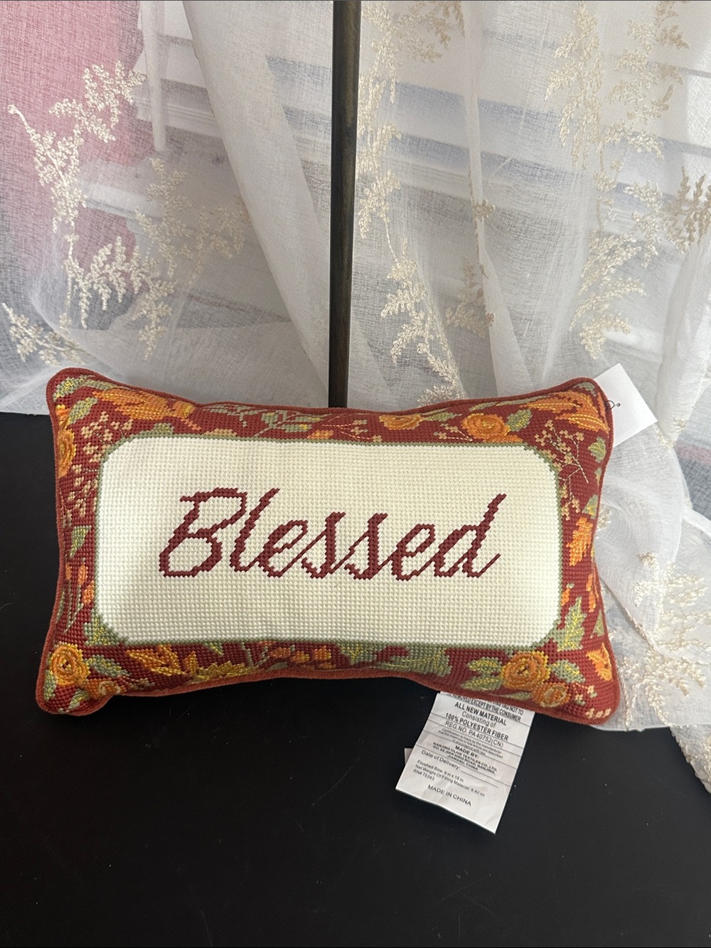 Martha Stewart blessed needlepoint pillow decor